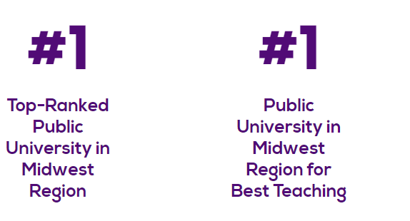 #1 Top-Ranked Public University in Midwest Region. #1 Public University in Midwest Region for Best Teaching.