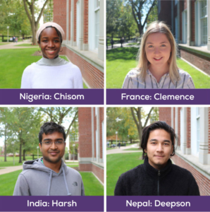 Four students from four different countries